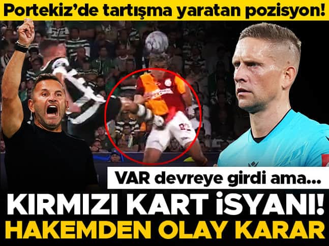 Galatasaray, Sporting maçında kırmızı kart bekledi! VAR incelemesi sonrası karar değişmedi